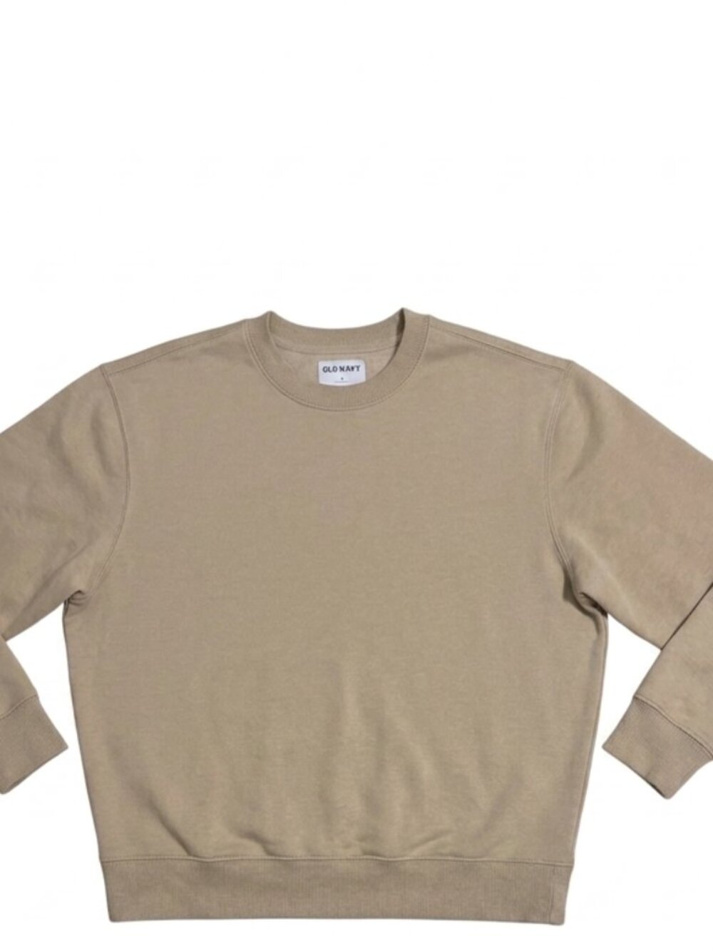 Old Navy Men's Sweatshirt Loose Rotation Crew Neck Pullover Tan Large NEW